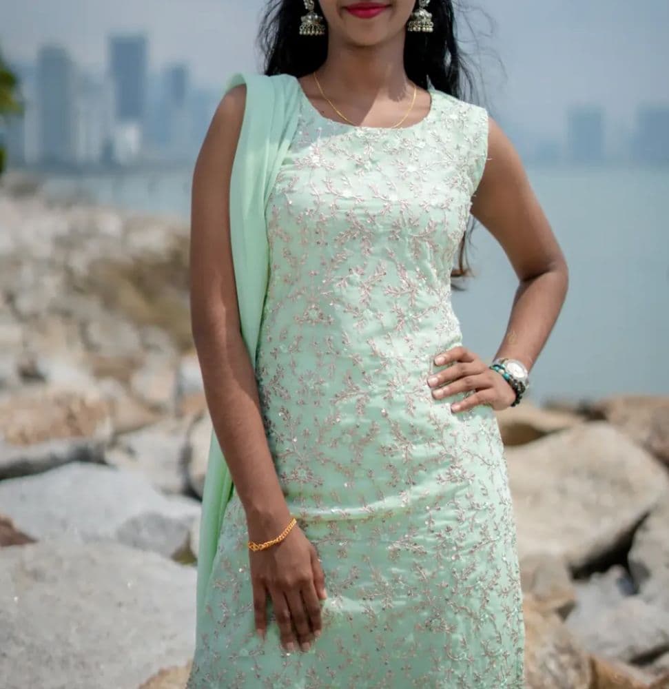Mint Green Heavily Embellished Sharara Set — Indian Wedding Guest - Image 2