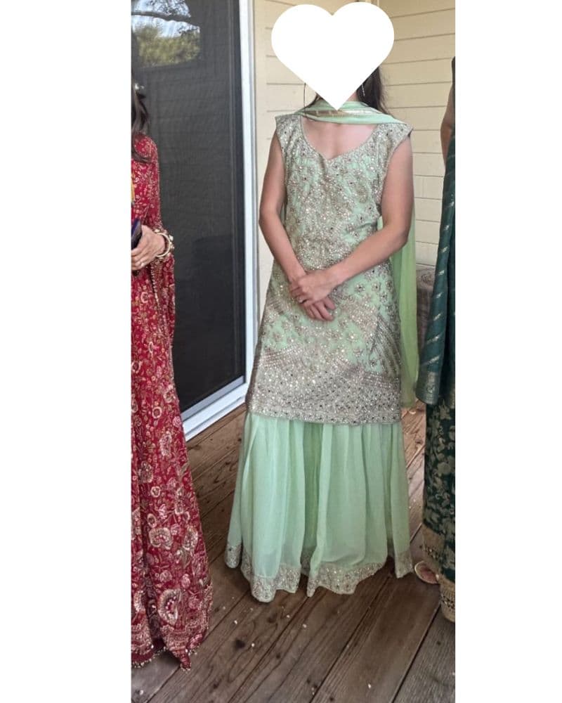 Mint Green Heavily Embellished Sharara Set — Indian Wedding Guest - Image 3