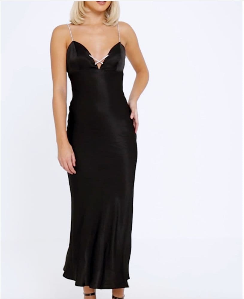 Bardot Diamond Strap Black Maxi Dress - Image 1