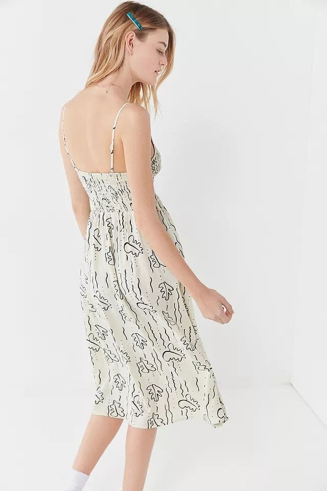 Urban Outfitters Ember Doodle Print Smocked Midi Dress - Image 2