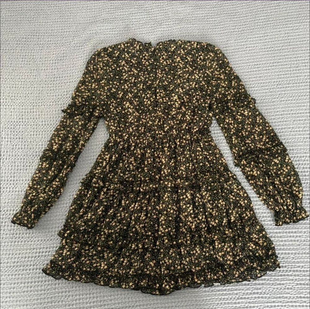 Altar'd State Tiered Ruffled Black Floral Mini Dress - Image 3