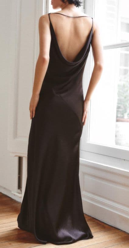 Zara Draped Neck Satin Maxi dress in Black - Image 1