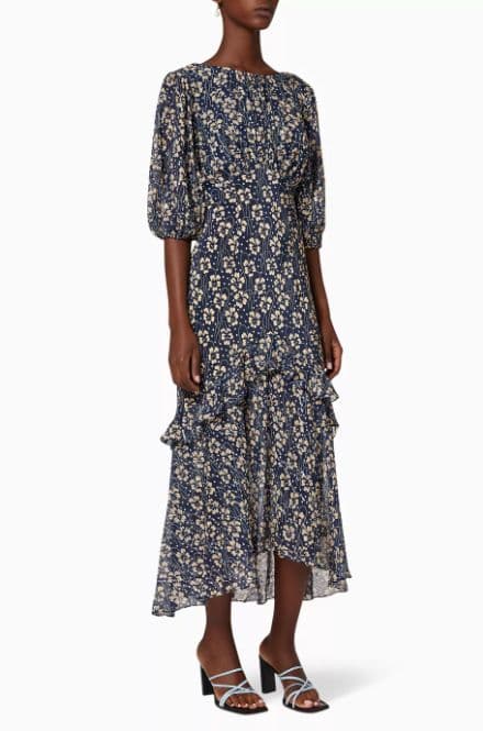 RIXO Cheryl Floral-Print Silk Midi Dress - Image 1