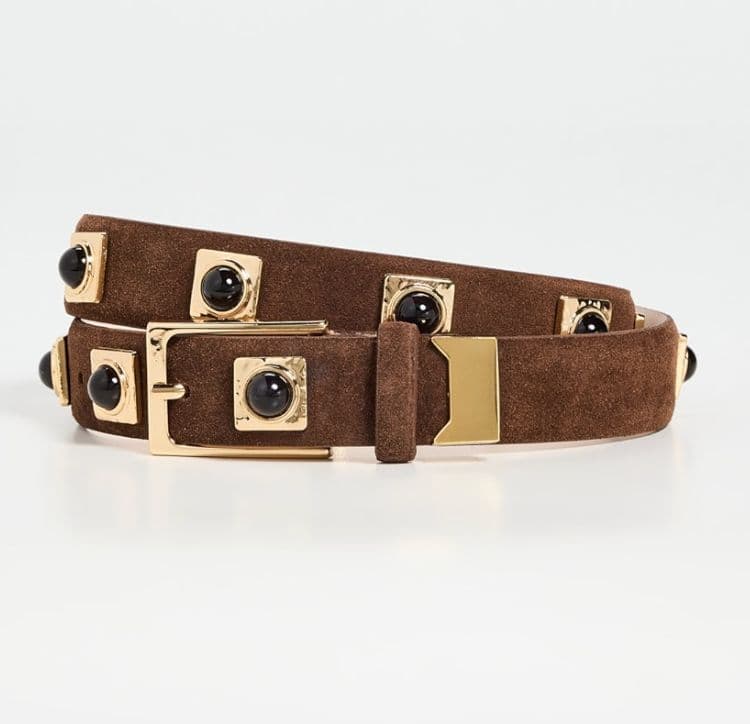 Aureum Chocolate Suede Studded Belt - Image 1