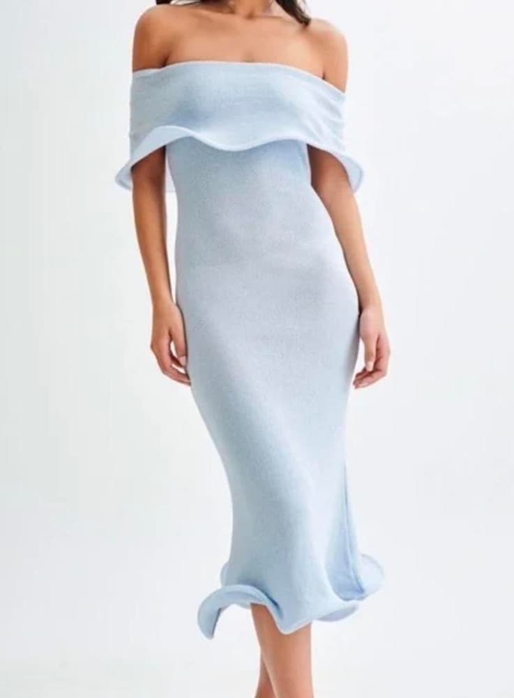 Meshki Molly Baby Blue Knit Midi Dress - Image 2