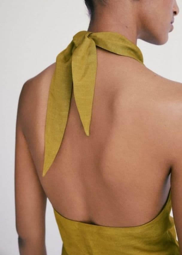 Massimo Dutti Linen Halter Neck Maxi Dress - Image 2