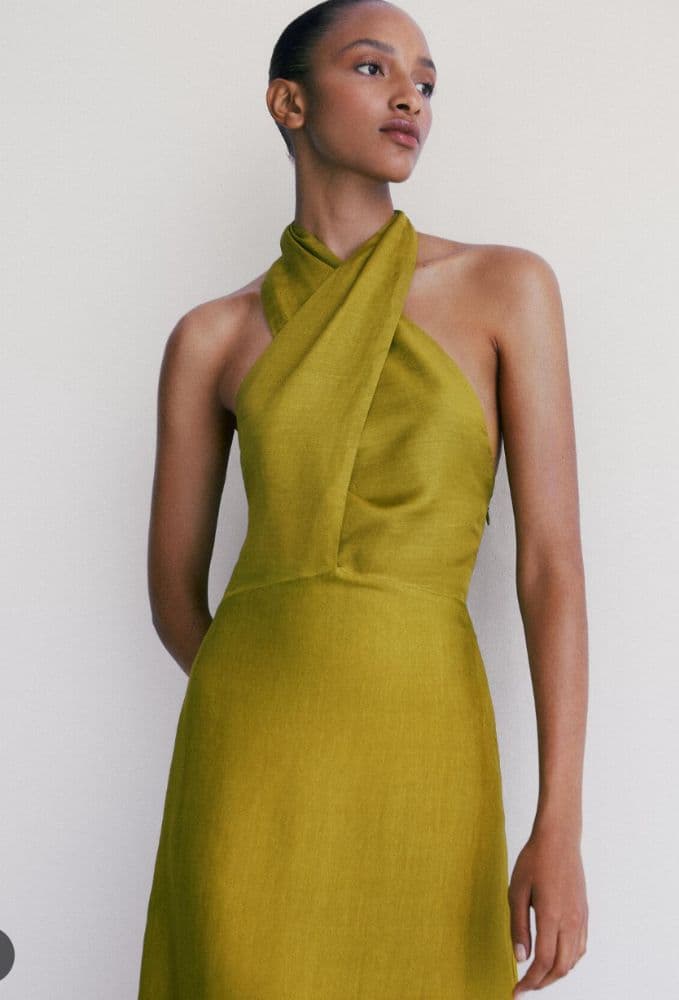 Massimo Dutti Linen Halter Neck Maxi Dress - Image 3