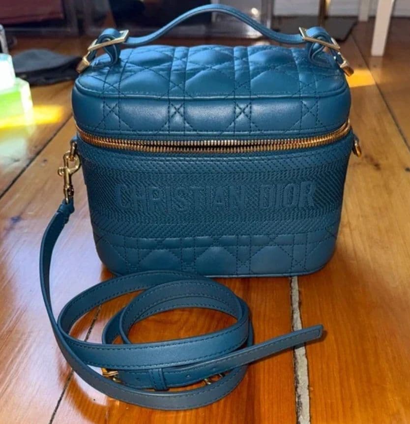 Dior Small Travel Convertible Vanity - Teal Quilted - Image 2