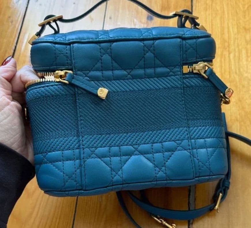 Dior Small Travel Convertible Vanity - Teal Quilted - Image 6