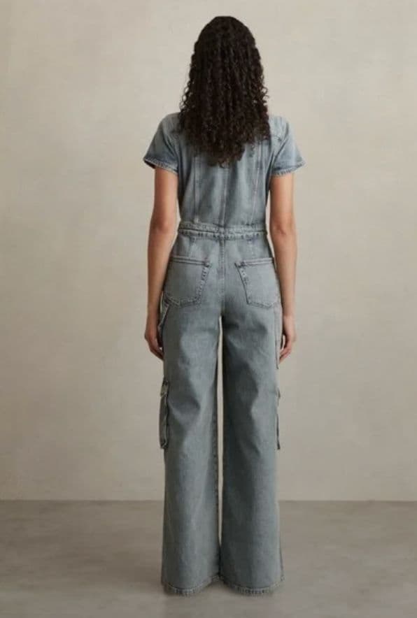 Good American Light Wash Denim Utility Jumpsuit - Image 2