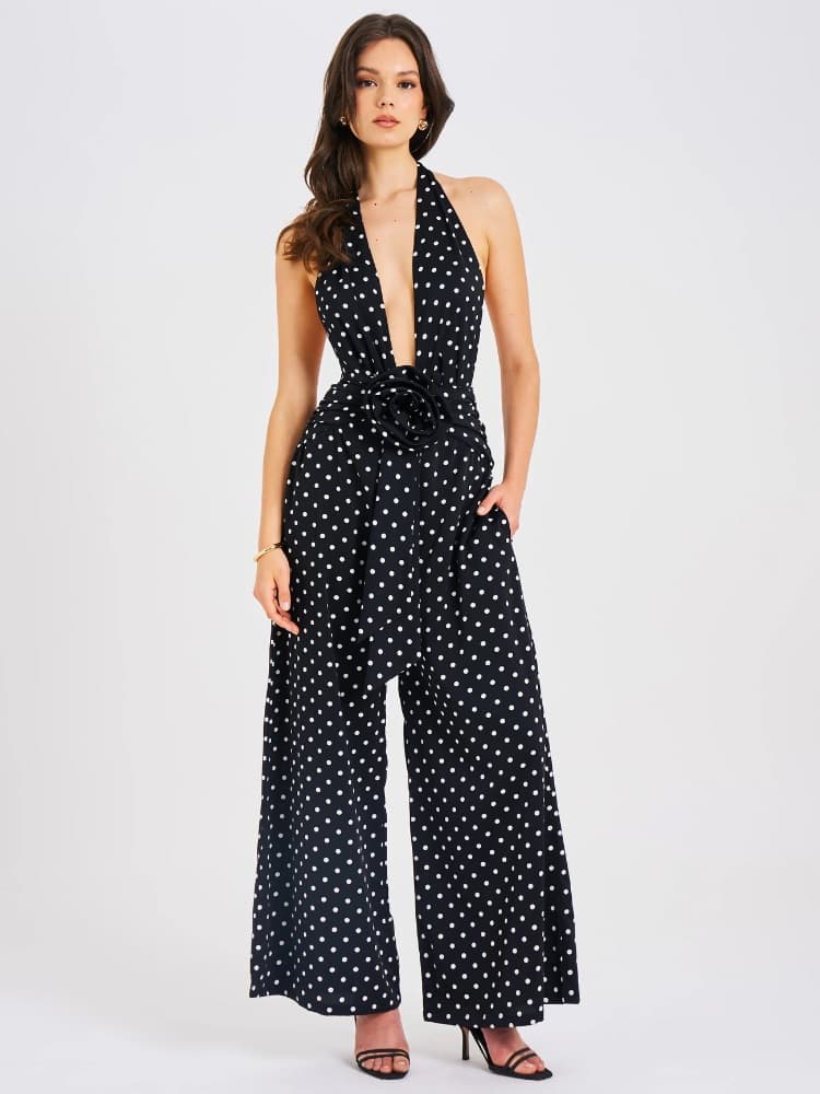 Miss Circle Black Polka Dot Jumpsuit - Image 2