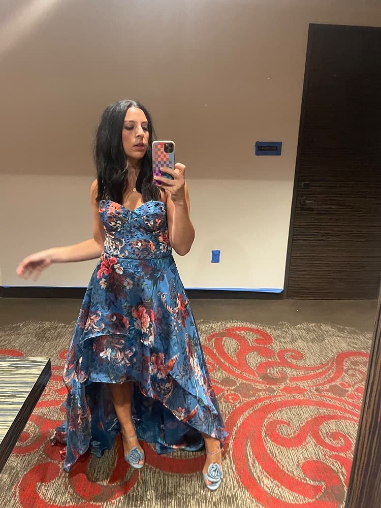 Marchesa Floral Print High Low Gown - Image 1