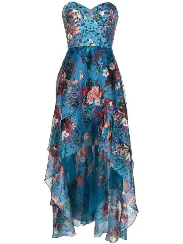 Marchesa Floral Print High Low Gown - Image 2