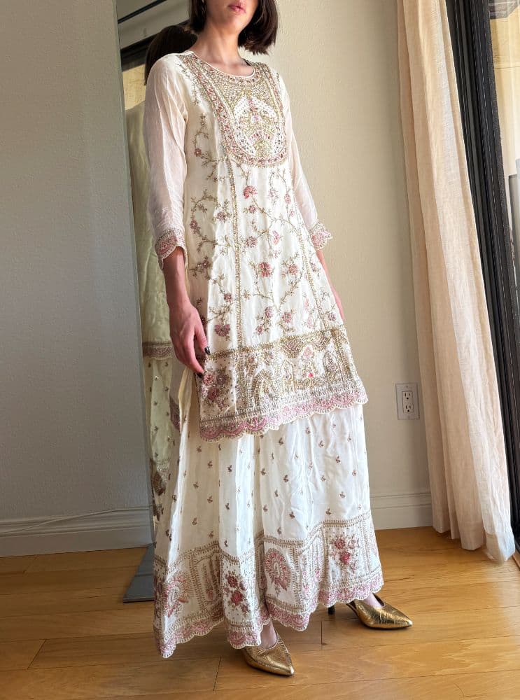 Ivory Cream Anarkali Suit 3-Piece Set - Image 2