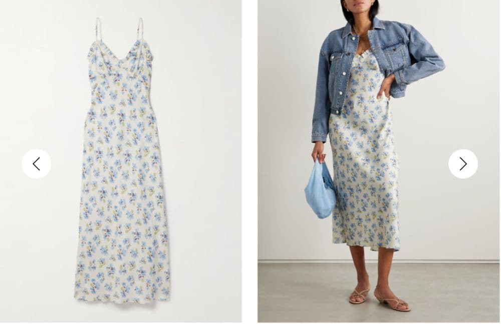 Doen Silk White Dress with Flowers - Image 1