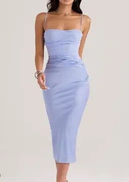 House of CB Teia Draped Corset Midi Dress - Sky Blue - Image 2