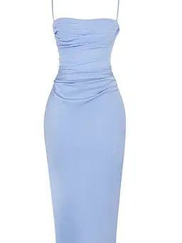 House of CB Teia Draped Corset Midi Dress - Sky Blue - Image 3