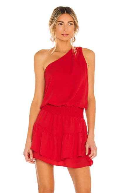 Krisa One Shoulder Ruffle Mini Dress - Image 1