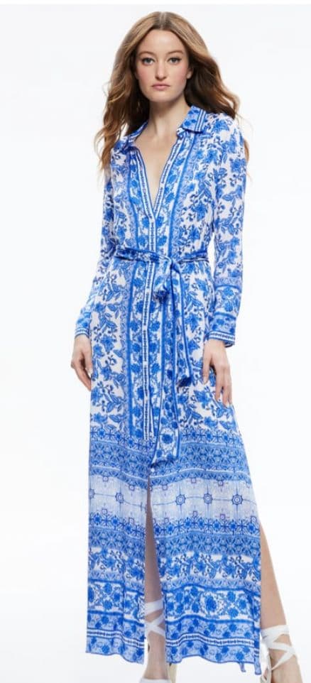 alice + olivia blue shirt dress - Image 1