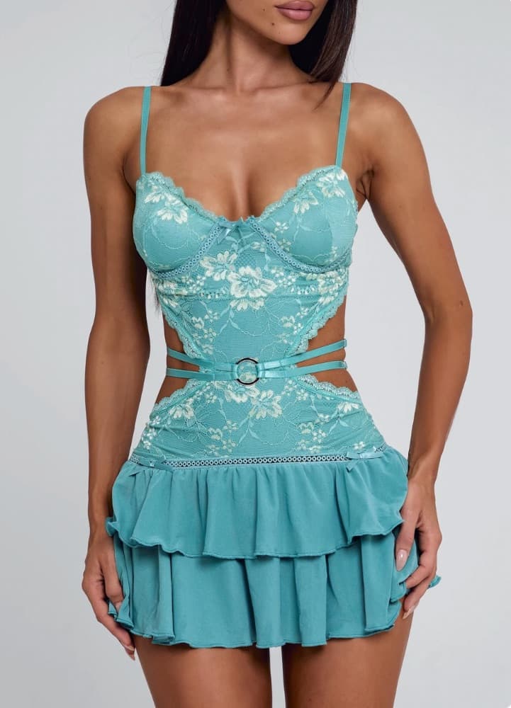 Outcast- Santana Mini Dress Teal - Image 3