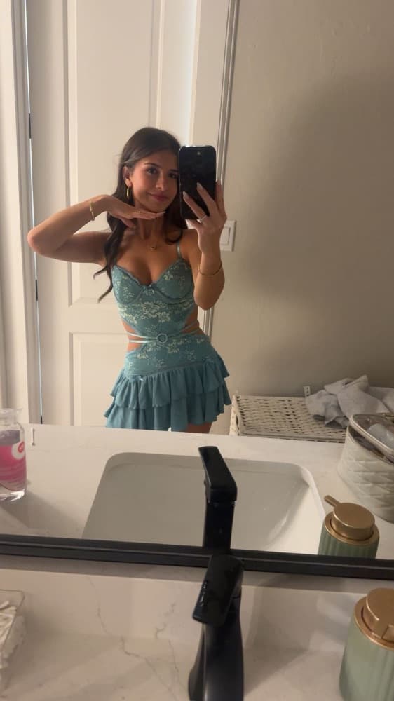 Outcast- Santana Mini Dress Teal - Image 5