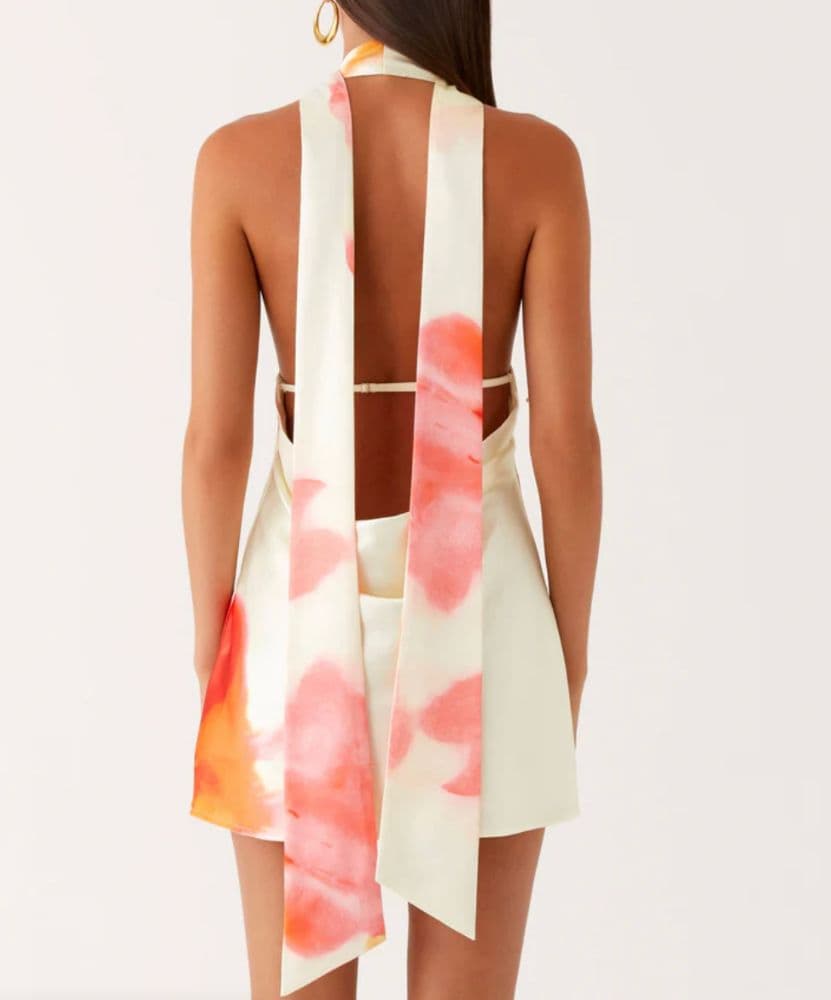 Peppermayo Alicia Satin Halter Mini Dress - Mimosa Blosson - Image 2