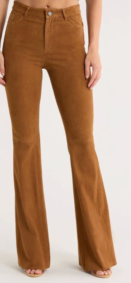 High waist suede flare pants - Image 1