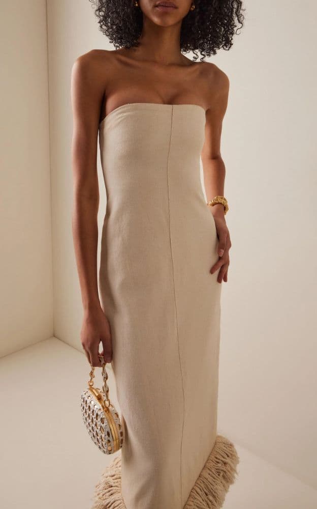 Kilentar Womens Ireti Fringe Strapless Maxi Dress - Image 2