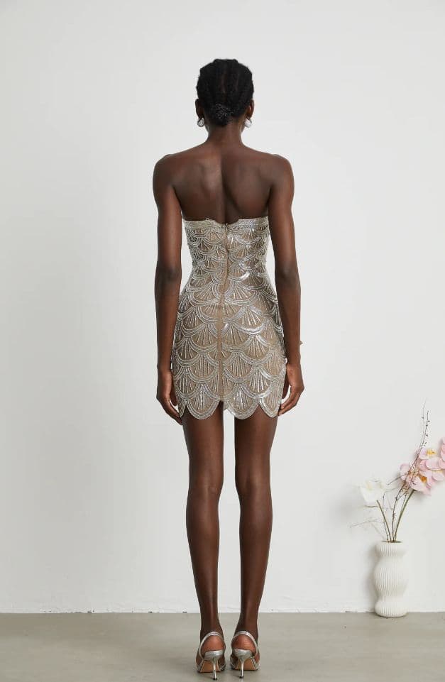 Miss Rosier - Astrid brown embellished mini dress - Image 2