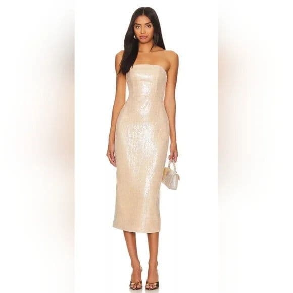 Milly Kait Sequin Midi Dress Gold - Image 1
