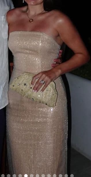 Milly Kait Sequin Midi Dress Gold - Image 3
