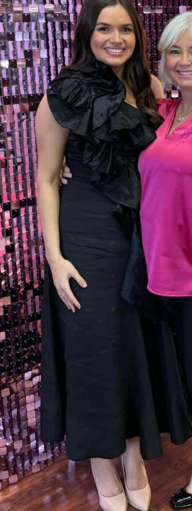 ADELIA RUFFLE MIDI DRESS BLACK - Image 2