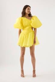 AJE DAWN RUCHED MINI DRESS YELLOW - Image 1
