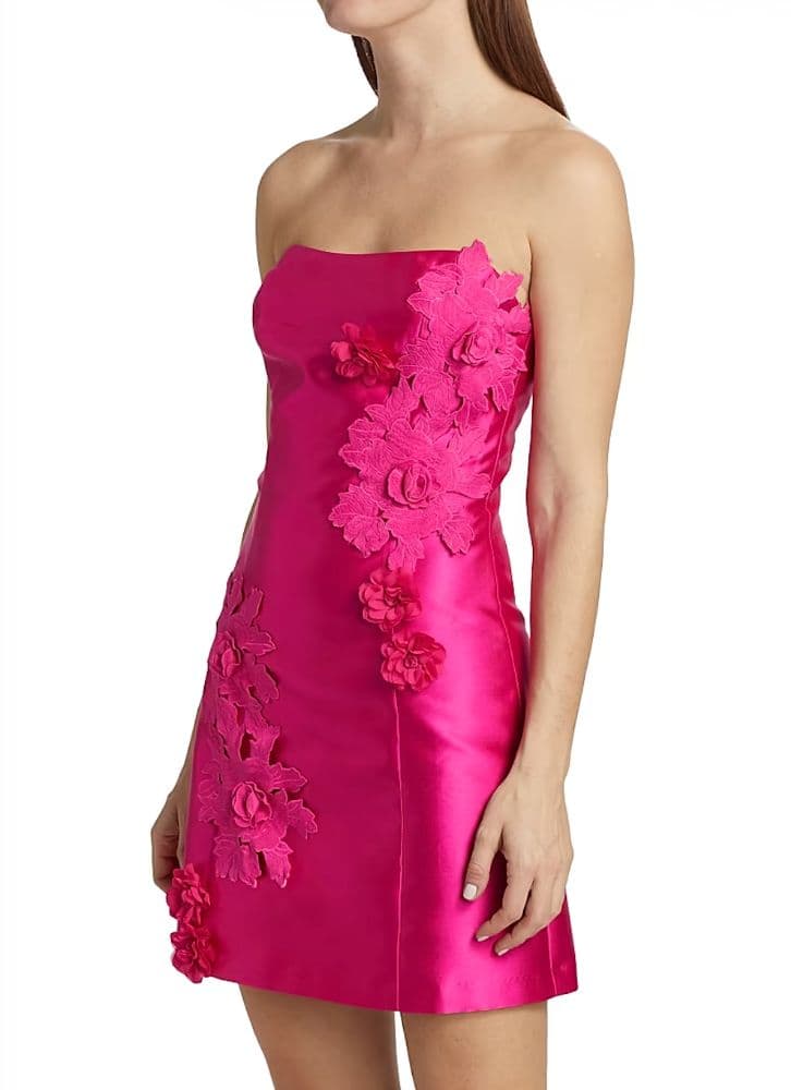 Elliatt Walter Floral Applique Satin Minidress - Image 1