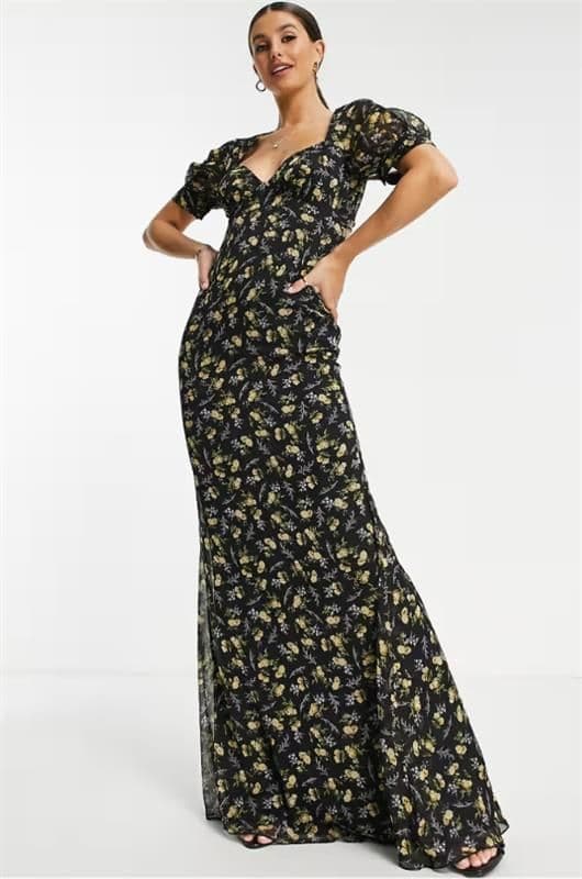 Wedding Guest Floral Printed Backless Dress - Image 2