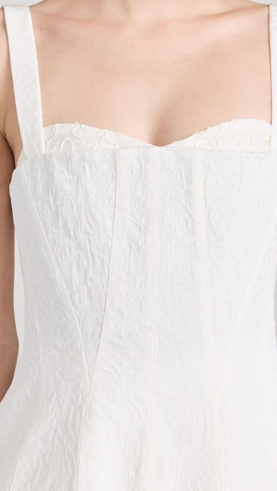 SIMKHAI Callan Bustier Bridal Midi Dress in Ivory/White - Image 5