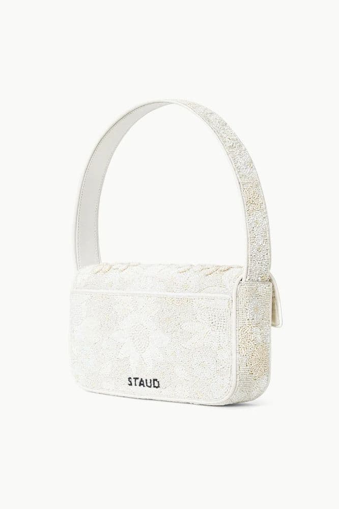 Staud Tommy Beaded Garden Party Bag in White - Image 2