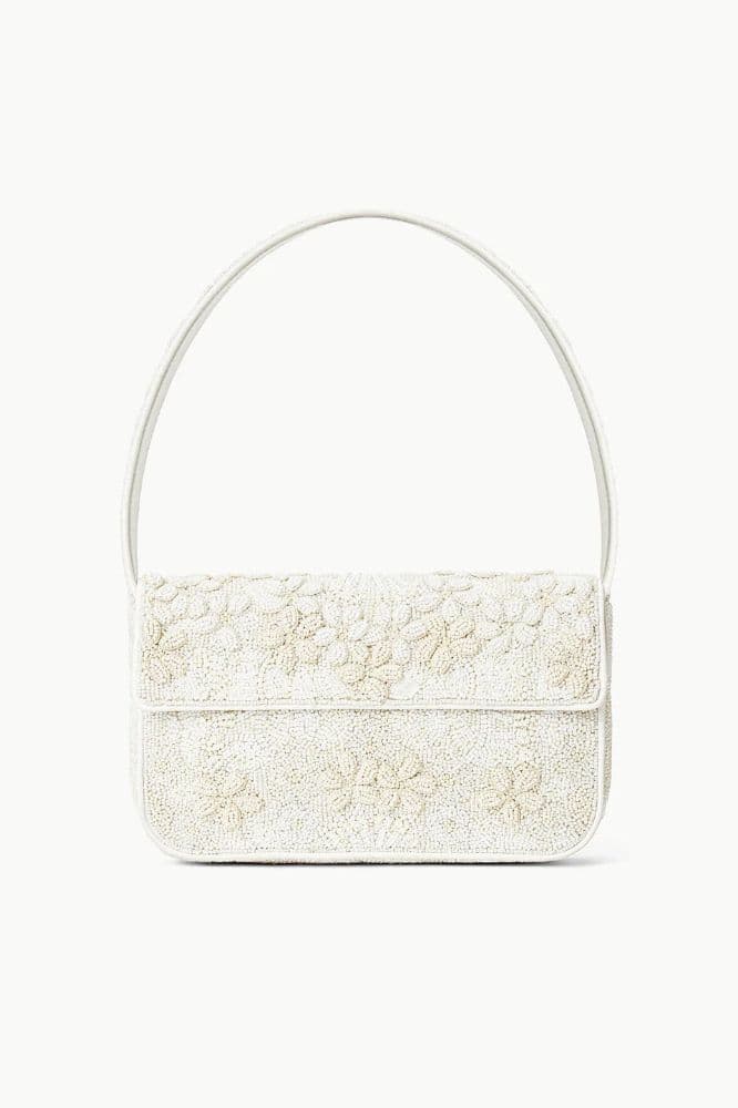 Staud Tommy Beaded Garden Party Bag in White - Image 1
