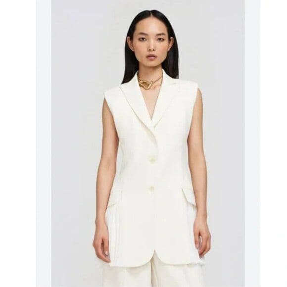 Simkhai Arbor Pleated Sleeveless Blazer Minidress in White  NWT - Image 1