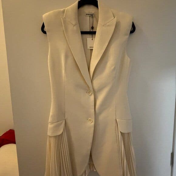 Simkhai Arbor Pleated Sleeveless Blazer Minidress in White  NWT - Image 5