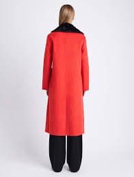 Proenza Schouler Emma Wool Coat in Vermillion Red with Removable Fur Collar - Image 3