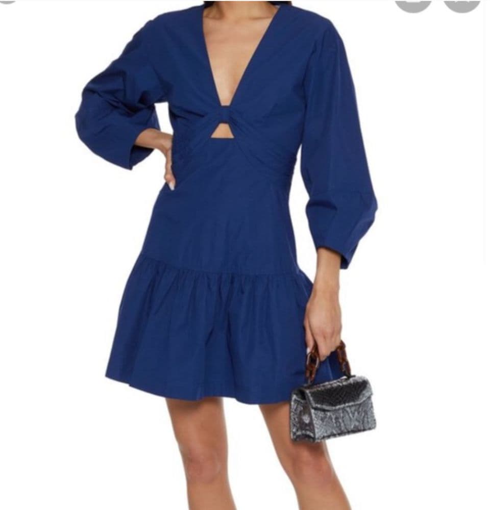Derek Lam 10 Crosby Talia Cutout Mini Dress in Indigo Blue - Image 1