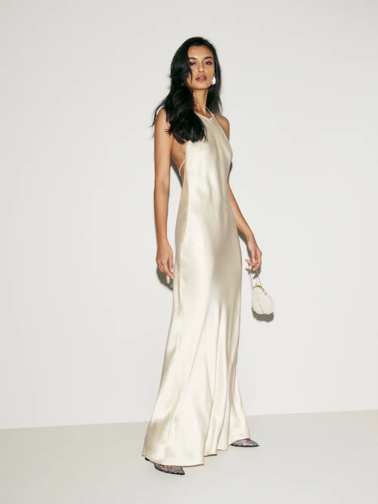 Reformation Maxi White Silk Dress - Image 4