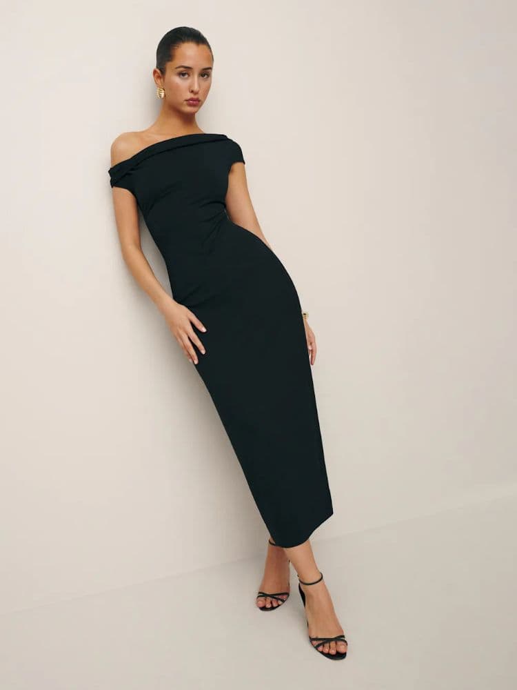 Off-Shoulder Midi Knit Reformation Dress - Image 2