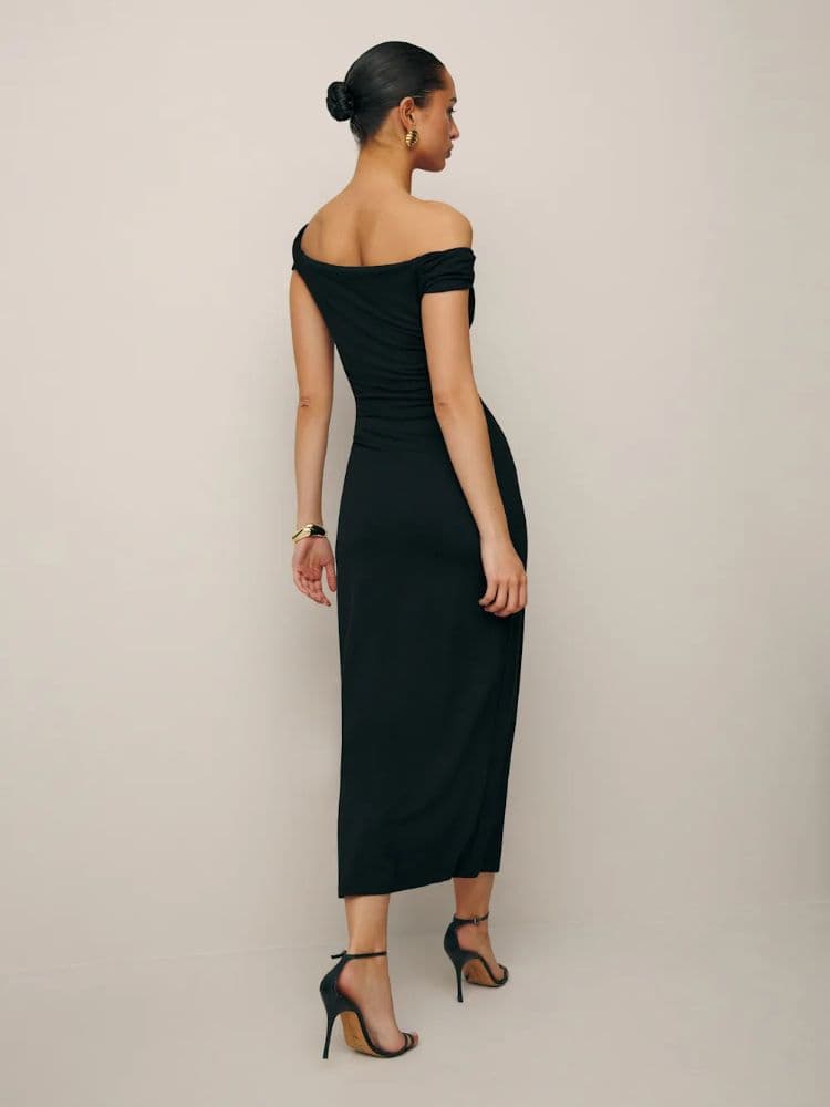 Off-Shoulder Midi Knit Reformation Dress - Image 3