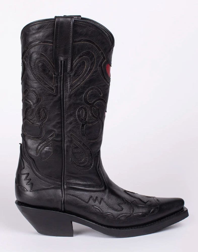 Black Cowboy Boots with Red Hearts (Seasonal Symphony) - Image 3
