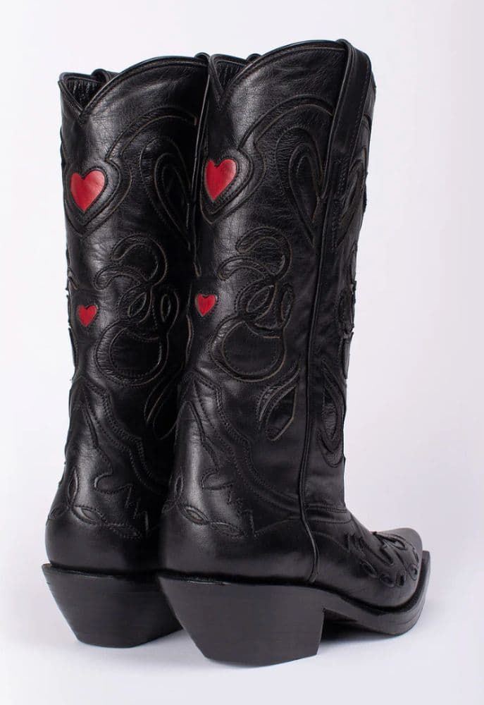 Black Cowboy Boots with Red Hearts (Seasonal Symphony) - Image 2