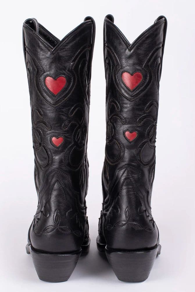 Black Cowboy Boots with Red Hearts (Seasonal Symphony) - Image 1