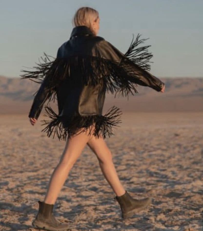 Dan Cassab Leather Fringe Jacket Size Small Black - Image 2