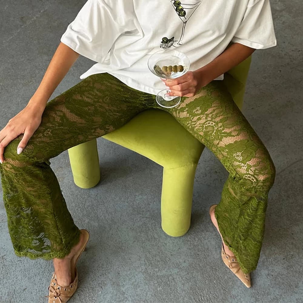 Never Fully Dressed + Olive Lace Diva Trouser in Size 6 - Image 2